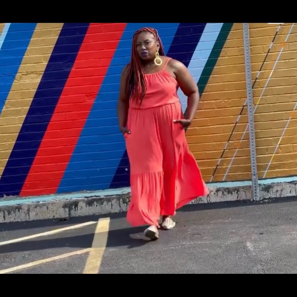 Orange floor length maxi dress